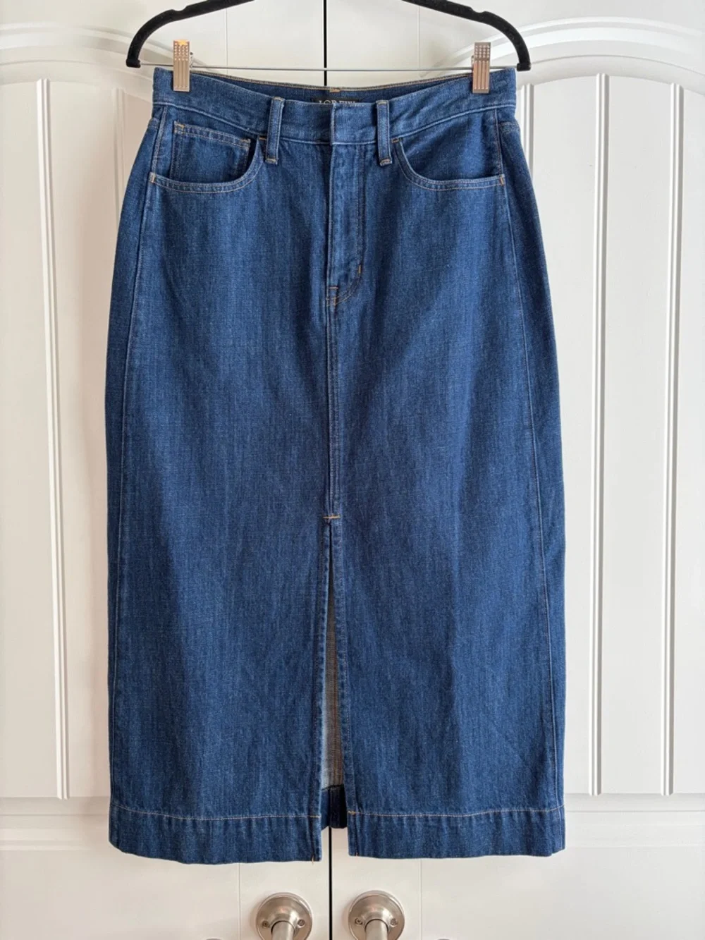 J.Crew NWT Denim Front Slit Midi Skirt in Medium Rinse Wash Women's Size‎ 28